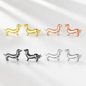Dachshund Dog Stud Earrings With 925 Sterling Silver Earring Post Cute Animal Jewelry For Women Minimalist Polished Accessory