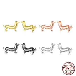 Dachshund Dog Stud Earrings With 925 Sterling Silver Earring Post Cute Animal Jewelry For Women Minimalist Polished Accessory