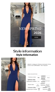 Detail view of deep V-neck halter maxi dress with high side slit and soft polyester fabric