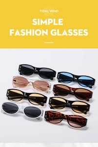 Detailed view of oval vintage sunglasses in multiple colors showing thick frame design