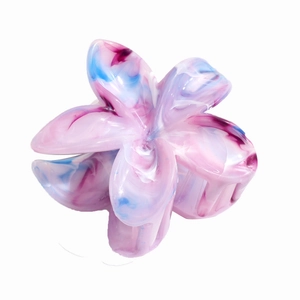 Elegant acetate flower hair claw clip with purple gradient marble texture for women