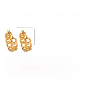 Detailed spec sheet showing copper and zircon chain hoop earrings with size and weight specs