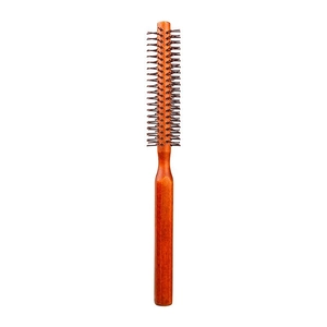 Brosse ronde professionnelle en bois avec poils résistants à la chaleur pour le brushing