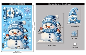 Detailed size specifications for Christmas snowman and gnome window stickers