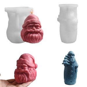 Santa Claus Christmas Tree Silicone Mold DIY Candle Craft Ornament Holiday Theme Flexible Reusable Soft Material