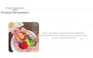 Macro detail of apple-shaped hair claw clips made from high-quality acetate material