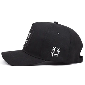 Outdoor sun protection baseball cap with graffiti smiley embroidery and breathable holes