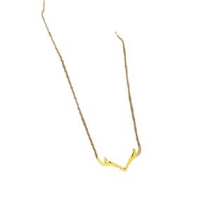 Collana minimalista in acciaio al titanio dorato con ciondolo a corno di cervo da donna
