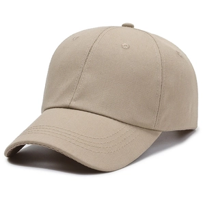 Casquette de baseball classique en coton kaki à six panneaux avec visière incurvée