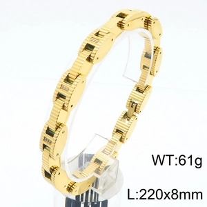 Detail view of 8mm gold stainless steel watchband link bracelet with dimensions and weight