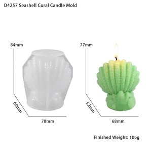 Détails du moule en silicone pour bougie coquillage avec dimensions et spécimen