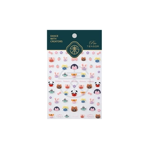 Japanese style cartoon animal nail stickers with bears and pandas in matte finish