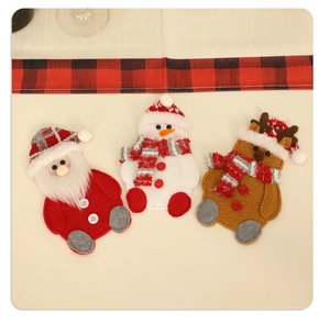 Three-piece felt Santa, Snowman, and Reindeer Christmas decorations with button details