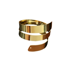 Minimalist multi-layer gold plated spiral metal arm cuff bracelet for women