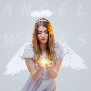 White faux feather angel wings and halo set for cosplay and party stage performances