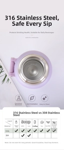 Detail view of SUS 316 stainless steel interior for thermal mug showing corrosion resistance