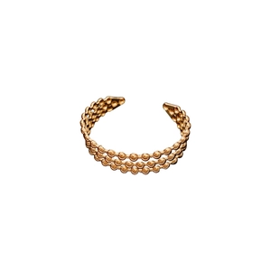 Anello aperto a tre strati di perline in finitura oro lucido con stile lussuoso e minimal
