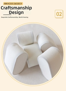 Set of five white faux leather watch display pillows with premium lychee grain texture