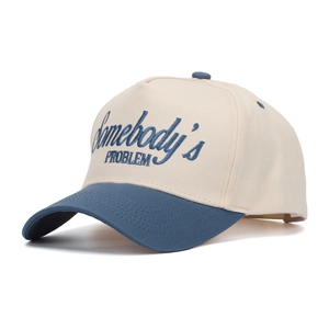 Retro two-tone baseball cap with Somebody's Problem embroidery and cotton canvas brim