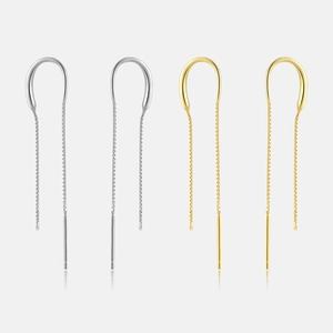 925 Sterling Silver Threader Earrings Minimalist Long Tassel Chain U-Shaped Dangle Earrings Korean Fashion Jewelry Gift For Women