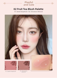 Dual-color matte blush palette detail showing Pink Grapefruit and Cinnamon Almond shades