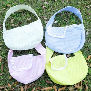 Borsa Da Trasporto Per Animali Domestici Cotone Trapuntato Bordo Con Volant Tracolla Larga Per Piccoli Gatti Cani Outdoor