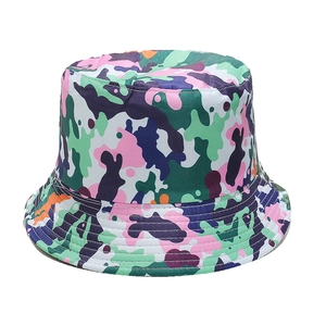 Outdoor colorful camouflage bucket hat for sun protection with durable flat-top structure