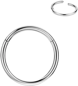 Polished 316L stainless steel hinged segment ring for nose or ear piercing