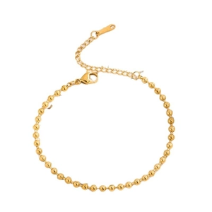Classic 18K gold-plated beaded bracelet with lobster clasp and extension chain