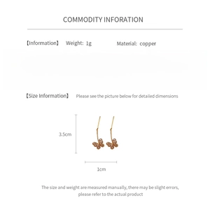 Detailed size and material information for vintage butterfly drop earrings in copper