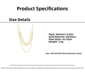 Detail view of double layer gold stainless steel necklace with geometric hexagons