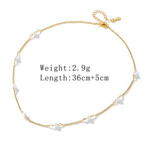 Detail showing S925 silver pearl necklace with 36cm length and 2.9g weight data