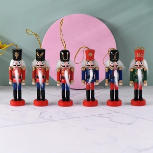 Wooden Nutcracker Soldiers Ornaments Hanging Christmas Tree Decorations Hand Painted Colorful Traditional Holiday Decor
