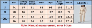 Guide des tailles détaillé pour ensemble Y2K haut manches longues et pantalon large