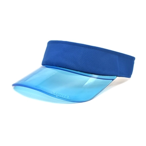 Royal blue open top visor with wide transparent PVC brim for outdoor sun protection