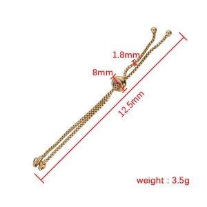 Adjustable golden stainless steel box chain with 8mm slider bead for DIY jewelry