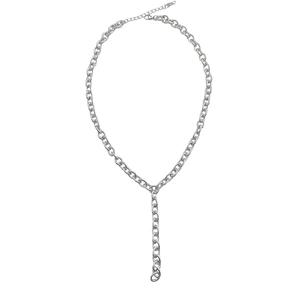 Collana minimale a Y da uomo in argento con catena spessa in stile hip-hop e urban