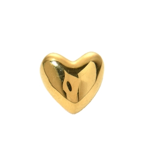 Anello aperto a forma di U incrociata in acciaio inox dorato con perla a cuore