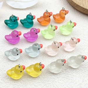 Set of 16 colorful 3D luminous resin duck pendants for DIY jewelry and keychains