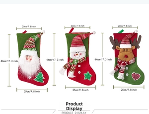 Detailed size specifications for large Nordic Christmas stockings with festive patterns