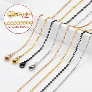 Stainless Steel O-Link Cross Necklace Chain With Extension Lobster Clasp For DIY Jewelry Making Accessory