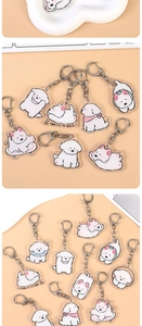 Détails de porte-clés chiens mignons en acrylique double face avec fermoir robuste