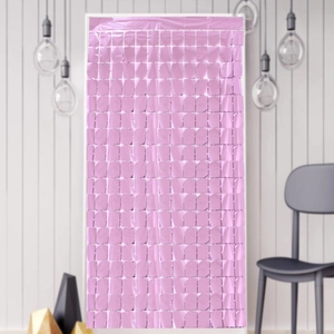 Glänzender quadratischer Folienfransenvorhang Rosa Partyhintergrund Langer Türvorhang für Geburtstags- und Hochzeitsdekoration