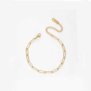 Vista dettagliata del bracciale a catena a graffetta placcato oro 18K con moschettone