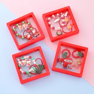 Christmas hair accessory gift set for kids with reindeer and snowflake cartoon designs