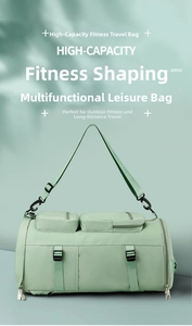 Detail of high-capacity mint green travel bag with smooth zippers and sturdy fabric