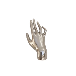 Polished silver hand-shaped brooch with high-gloss mirror finish and fashion design