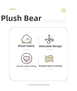 Detail of plush bear features showing soft fabric and PP cotton filling for comfort