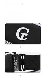 Detail of adjustable strap and white G logo on black breathable COOLKNIT sun hat