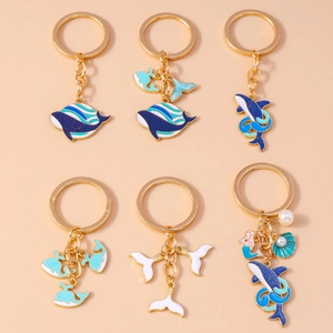 Porte-Clés Baleine Requin Sirène Alliage Métal Émail Animal Marin Pendentif De Sac Cadeau Dessin Animé Mignon